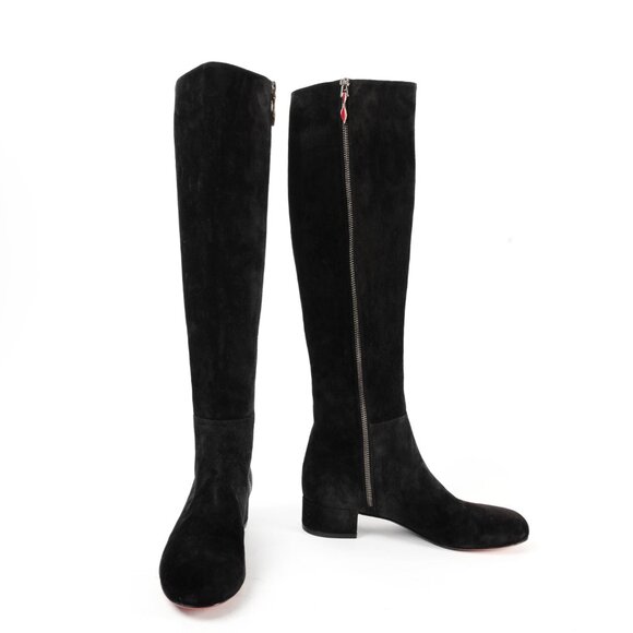 Christian Louboutin Liliboot - Black Suede Knee-High Boots 37.5 - Picture 3 of 10